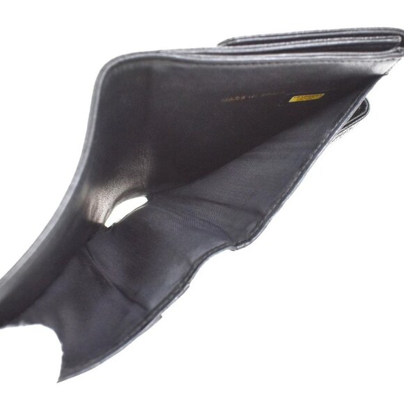 CHANEL CC Logo Bifold Compact Wallet Grained Calfskin Leather Black - Picture 8 of 14